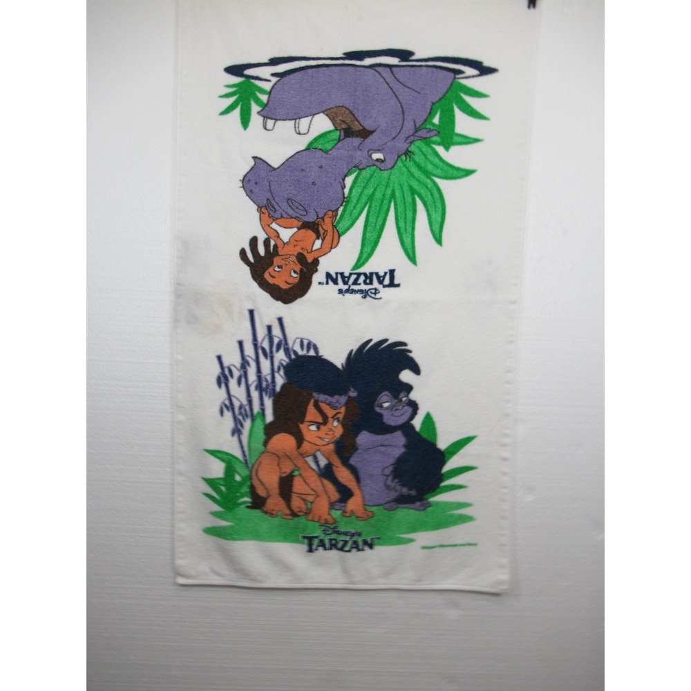 Vintage 90s Disney Tarzan Bath Towel 24x40 Franco Cotton